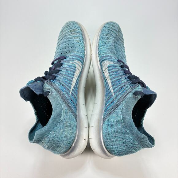 Nike Free RN Flyknit Blue Running Shoes Sneakers Lightweight Women's Size 7 - Picture 7 of 9